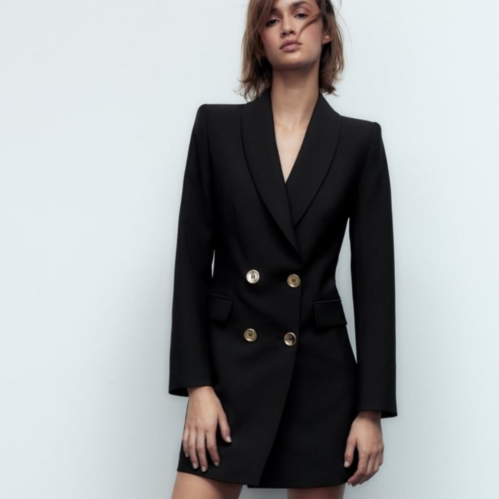 Zara double breasted long blazer